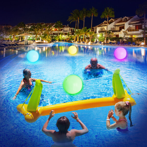 Pool Toys, Light up Pool Beach Game Balls 4 Pack 8 Light Modes, Pool Activities Decorations Adult, Red, Unisex - Image 3