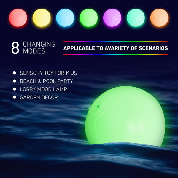 Pool Toys, Light up Pool Beach Game Balls 4 Pack 8 Light Modes, Pool Activities Decorations Adult, Red, Unisex - Image 4