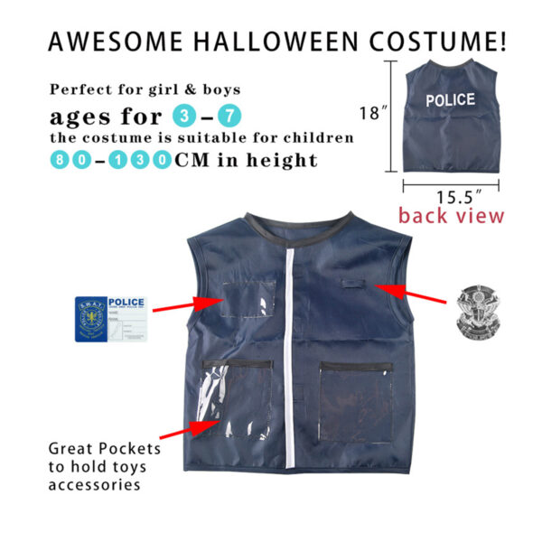 FANL Police Costume for Kids, Police Officer Dress Up Set, Role Play Pretend Cloth, Gift for 3 4 5 6 7 8 Years old Boys Girls - Image 6