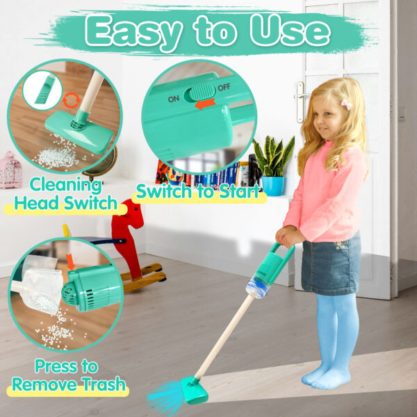 Kids Cleaning Set - Toy Cleaning Set Includes Broom, Mop, Brush, Dust Pan, Duster, Sponge, Clothes, Spray, Bucket, - Toy Kitchen Toddler Cleaning Set - Image 3