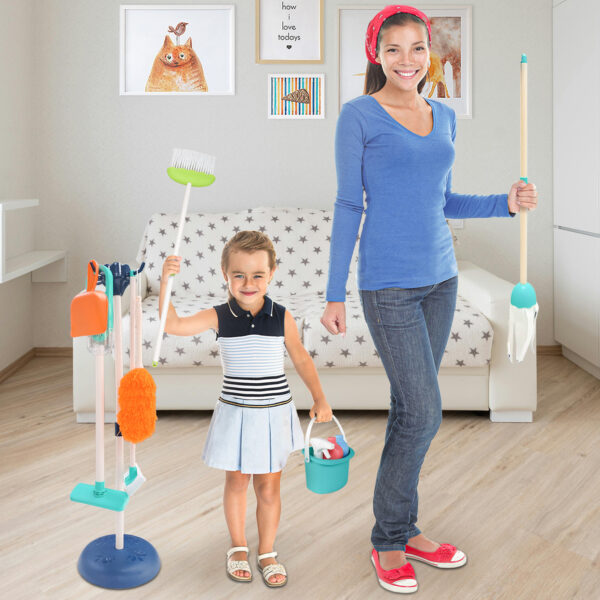 Kids Cleaning Set - Toy Cleaning Set Includes Broom, Mop, Brush, Dust Pan, Duster, Sponge, Clothes, Spray, Bucket, - Toy Kitchen Toddler Cleaning Set - Image 7