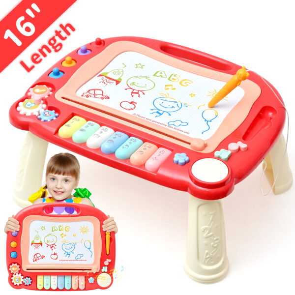 Magnetic Drawing Board - 16 Inch Large Doodle Drawing Board for Toddlers with Sound and Light, Drawing Pad and Busy Board Interactive Learning Toys for Boys and Girls 3-8