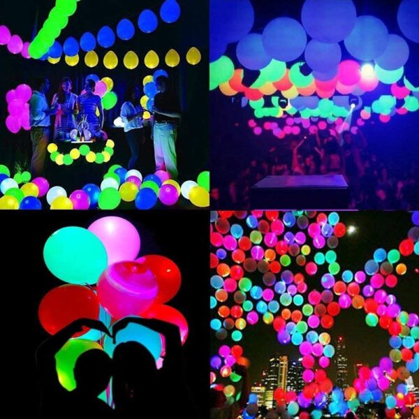 Glow Balloons ,LED Light up Flashing, 40 Pk Mixed Colors ,Party ,Birthdays Wedding Decorations - Image 3