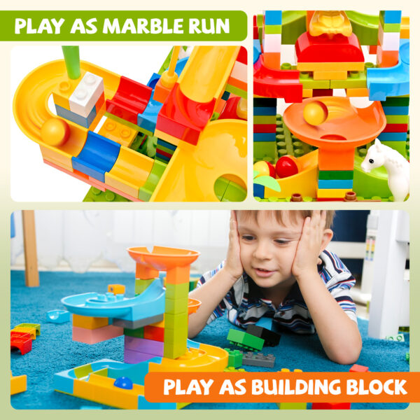 Marble Run - 243PCS Marble Run Building Blocks Set for Kids, 2-in-1 STEM Toy for Marble Games and Creative Construction, Educational Toys for Toddlers - Image 3