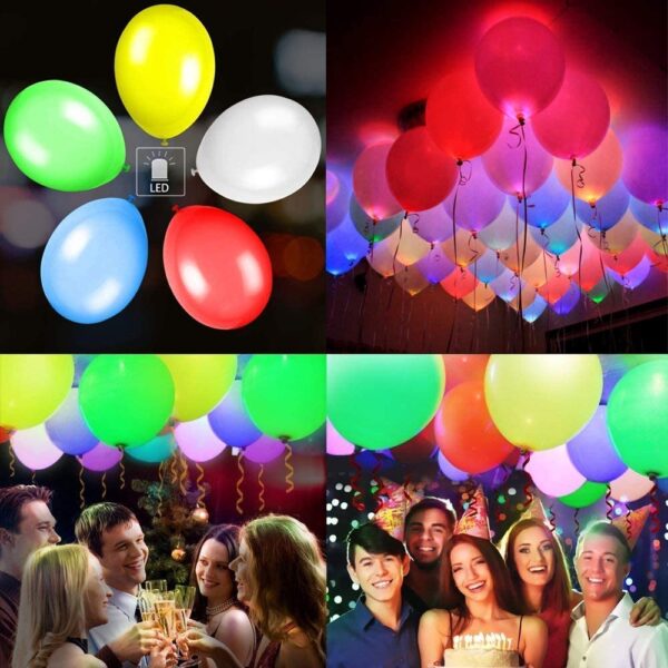 Glow Balloons ,LED Light up Flashing, 40 Pk Mixed Colors ,Party ,Birthdays Wedding Decorations - Image 4