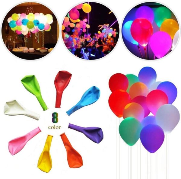 Glow Balloons ,LED Light up Flashing, 40 Pk Mixed Colors ,Party ,Birthdays Wedding Decorations - Image 6